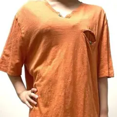 COPPEROAK Tシャツ 無地 胸ポケットオレンジだいだいXL 古着