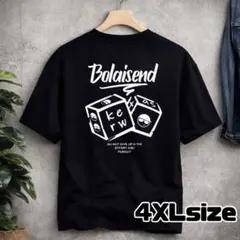 メンズ Tシャツ 5L バックプリント ストリート サイコロ 黒