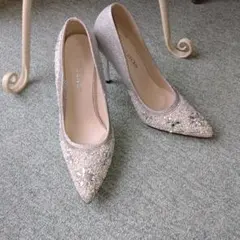 【美品】BRENDA シルバー ビジュー ハイヒール　サイズ38
