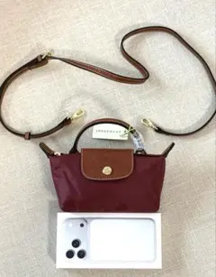 新品 ロンシャン ル プリアージュ ミニXS 2WAY ショルダー ネイビー×茶