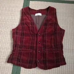 【w closet】ダブルクローゼット ベスト チェック柄 フリーサイズ