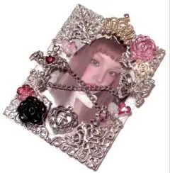 トレカケース レジンデコ レッド ピンク 蝶 花