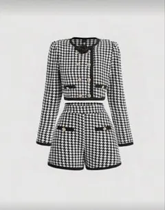 SHEIN セットアップ 千鳥柄 黒白