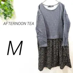【961】 AFTERNOON TEA ドッキングワンピース ドット　グレーのサムネイル