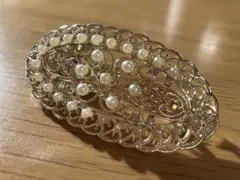バレッタ　ヘアクリップ　レースデザイン　パール　フォーマル