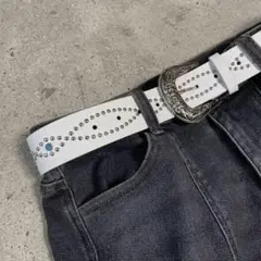 ウエスタンベルト スタッズベルト 白 ホワイト　y2k アメカジ ターコイズ