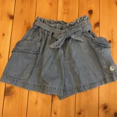 プチバトー　デニムブルーショートパンツ ウエストリボン付き