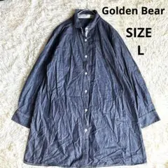 【ゴールデンベア】デニム チュニック シャツ Lネイビー　L