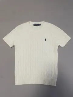 美品Polo Ralph Lauren ケーブルニット 半袖 ホワイト Mサイズのサムネイル