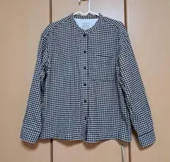 無印良品 フランネルスタンドカラーシャツ ギンガムチェック Mサイズ