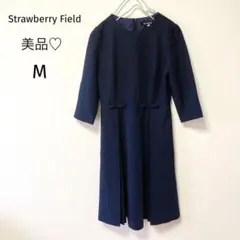 美品♡ ストロベリーフィールド　フォーマルワンピース　七分袖　ネイビー　M 2