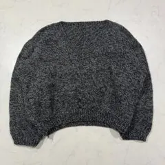 ケーブル編み ニット セーター Vネック グレー 短丈 春 モード グランジ