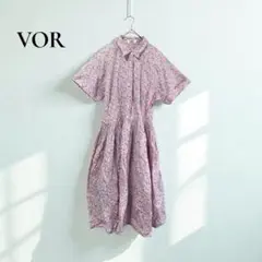 ヴォー【9AR】ロングワンピース ミモレ丈 花柄 レトロ カジュアル d341