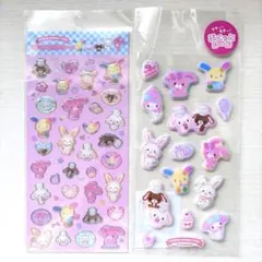 【正規品】サンリオ　ヘイセイウサギ　キラフチ樹脂盛りシール　ぷくっとシール