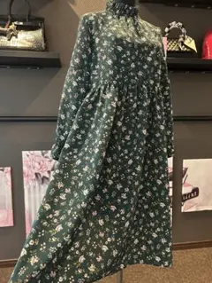 エヘカソポ 花柄　フリルネック　ロングワンピース