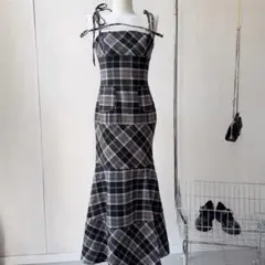 チェック柄 ロングワンピース