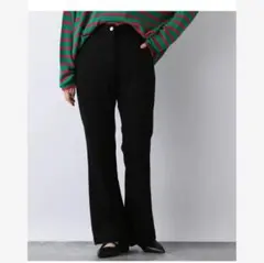 JEANASIS ヌバックライクフレアパンツ　黒　ブラック　S スエード