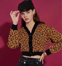 CRANK ヒョウ柄 ショート丈ニット