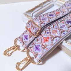［SALE] PM256 | インド刺繍リボン スマホショルダー　くすみブルー