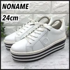 NO NAME ノーネーム 厚底レザースニーカー ホワイト 24cmのサムネイル