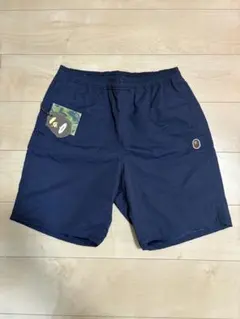 A BATHING APE ネイビー　水陸両用パンツ　ハーフパンツ　新品未使用のサムネイル