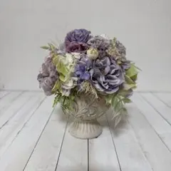 紫系 造花 アレンジメント 陶器製