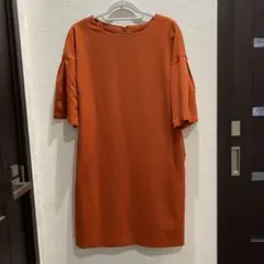 着痩せエルメスカラー　五分袖コクーンドレスワンピース