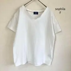 ソフィラ sophila Tシャツ カットソー【F】Vネック 白 ゴールドラメのサムネイル