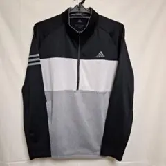 adidasアディダス　メンズゴルフウェア ハーフジップジャージMブラック