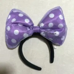 ディズニー ミニー カチューシャ 紫 水玉 リボン タグ付き