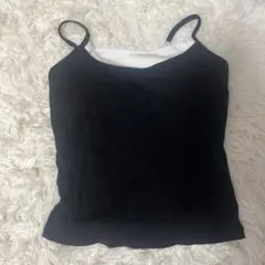 パット付きレイヤードキャミソール(黒)