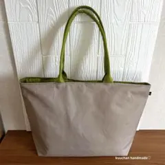 ハンドメイド紀州帆布ペールページュとアップルグリーントートバッグ