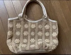 花柄刺繍トートバッグ ベージュ
