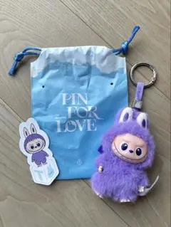 【T パープル】ラブブ POPMART PIN FOR LOVE イニシャル