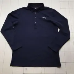 ト2506-⑦-4600 プーマ　ボタンダウン　長袖ポロシャツ　紺　Ｍ