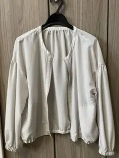 COMME CA ISM 透け感 ジップアップ ブルゾン ホワイト