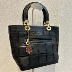 JRA認定 iii sanpo オーストリッチレザー ハンドバッグ ゴールド金具