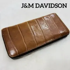 ◆J& M DAVIDSON　長財布　クロコダイル　型押し　レザー　ブラウンのサムネイル