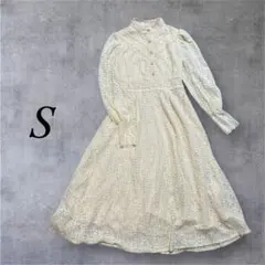 DAZY ウェディングゲスト用　長袖ミディアムドレス　総レース　ワンピース　S