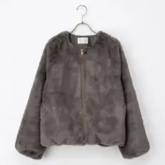 【新品】今期新作　ハニーズ　ノーカラーファーブルゾン　モカ　Mもこもこアウター