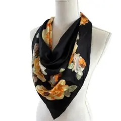 イヴサンローラン 大判シルクスカーフ 絹 バラ 花柄 ヴィンテージ 86×85