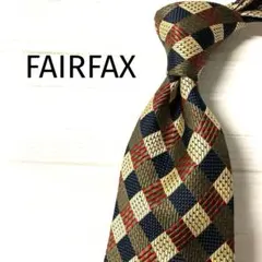 FAIRFAX フェアファクス ネクタイ　チェック　ネイビー系　格子デザイン