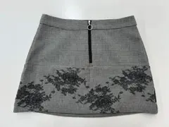 ZARA　ミニスカート　千鳥柄×花レース