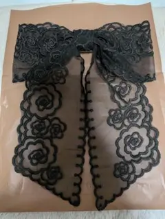 黒のレース花柄リボン　バレッタのサムネイル