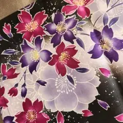【新品未使用】花柄 浴衣 黒色 綿100%