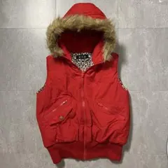 ファー ベスト アウター ヒョウ柄 レオパード y2k ギャル 平成 お兄系