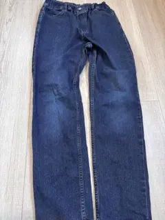 男の子デニム　GU 150 濃紺デニムストレートパンツ ゴムウエスト