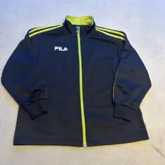 FILA ジップアップジャケット 黒/黄緑　キッズ150