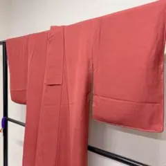 色無地　一つ紋　ワインレッド　正絹　着物　091tz