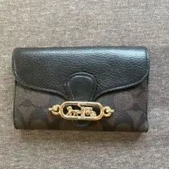 COACH 二つ折り財布 ブラック ホースアンドキャリッジ - メルカリ